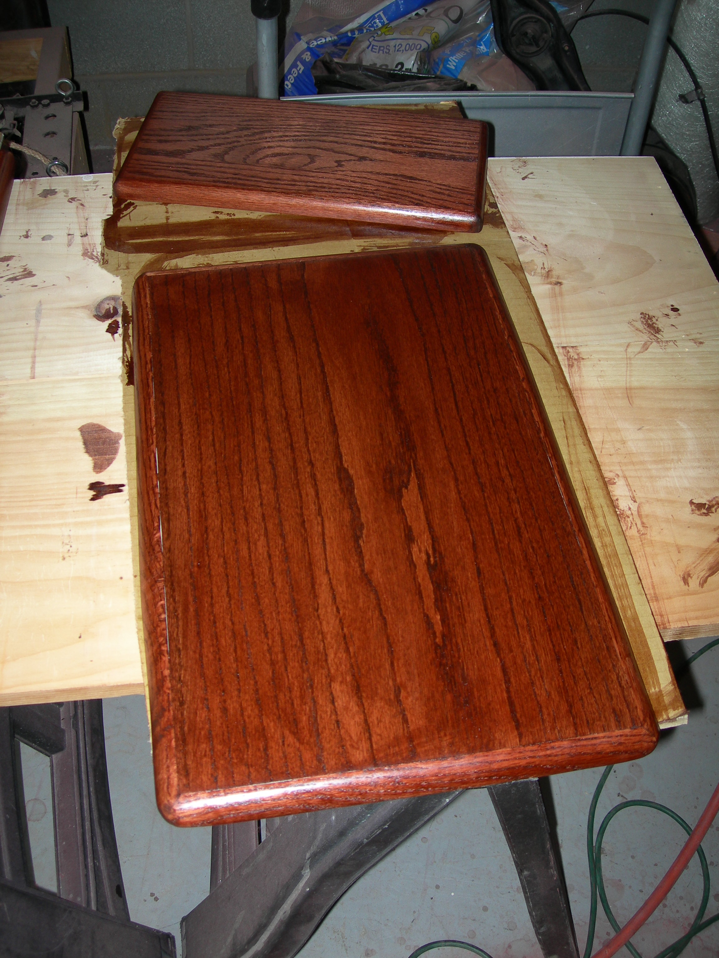 Stained hardwood trim